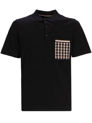 "houndstooth" rašto medvilninis polo marškinėliai su kišenėmis Boss juoda