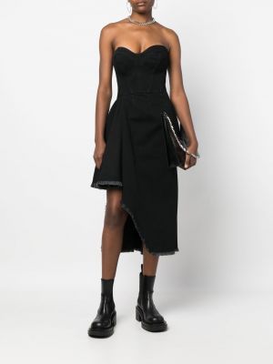 Asymetrické koktejlové šaty Alexander Mcqueen černé