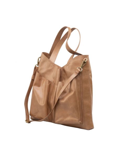 Leder shopper handtasche mit taschen Orciani braun