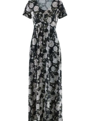 Платье с поясом с коротким рукавом Bpc Bonprix Collection черное