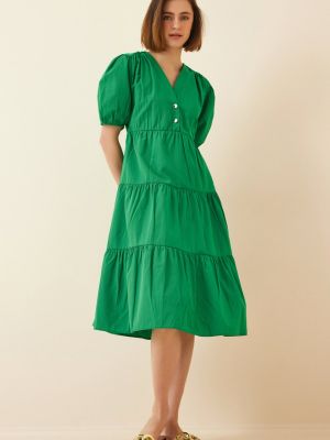 Dlouhé šaty s výstřihem do v Happiness İstanbul zelené