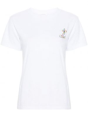 Βαμβακερή μπλούζα με κέντημα Chloé λευκό