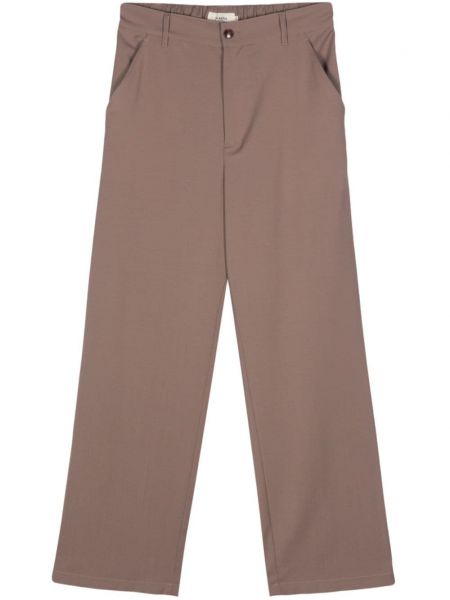 Volnene ravne hlače s tropskim vzorcem Barena rjava