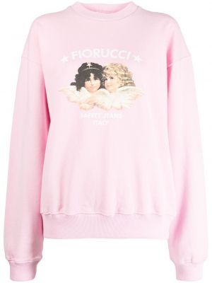 Raštuotas medvilninis džemperis Fiorucci rožinė