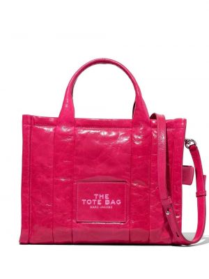 Geantă shopper din piele cu fermoar cu buzunare Marc Jacobs - roz