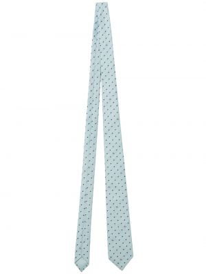 Копринена вратовръзка на точки с принт Burberry синьо