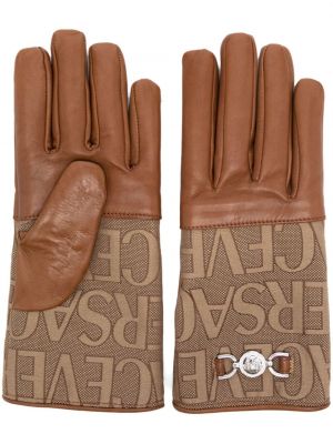 Kožené rukavice s potlačou Versace