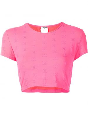 T-shirt brodé Chanel Pre-owned rose