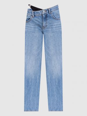 Асимметричные прямые джинсы с потертостями Alexander Wang синие