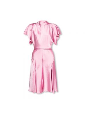 Vestito di raso con drappeggi Victoria Beckham rosa