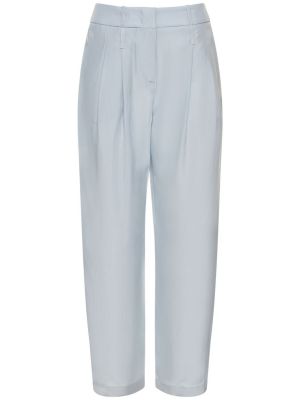 Pantaloni cu talie înaltă de mătase plisate Giorgio Armani