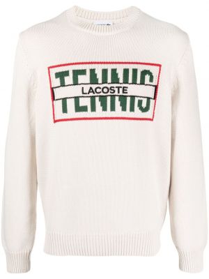 Пуловер с кръгло деколте Lacoste бяло