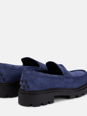 Loafers zamszowe na platformie Tod's niebieskie