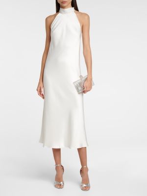 Σατέν μίντι φόρεμα Galvan λευκό