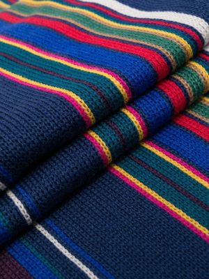 Echarpe en laine en laine mérinos à rayures Paul Smith bleu