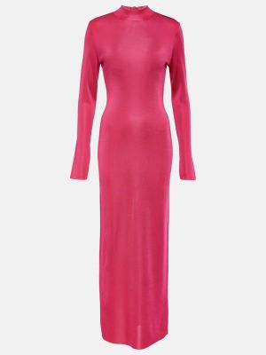 Длинное платье с высоким воротником Tom Ford розовое