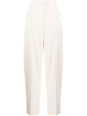 Vlněné kalhoty relaxed fit Anouki bílé