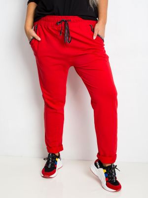 Sportinės kelnes oversize Fashionhunters raudona