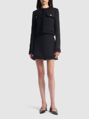 Tvídové bavlněné mini sukně Versace černé