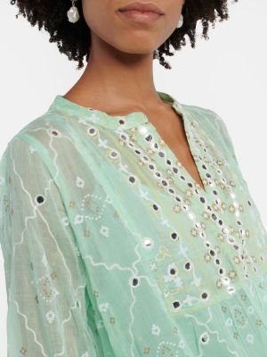 Mini vestido de algodón con estampado Juliet Dunn verde