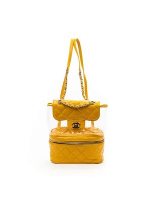 Plecak skórzany Chanel Vintage żółty