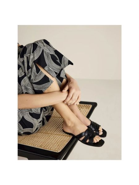 Sandalias de cuero con trenzado Summum Woman negro