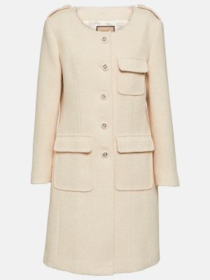 Μάλλινο παλτό Gucci λευκό