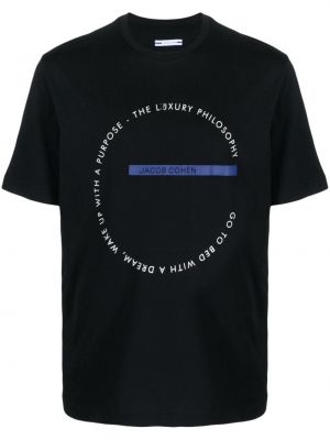 Βαμβακερή μπλούζα με σχέδιο Jacob Cohën μαύρο