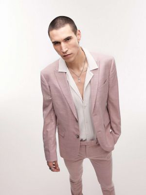 Суперскинни свадебный пиджак на двух пуговицах Topman розовый