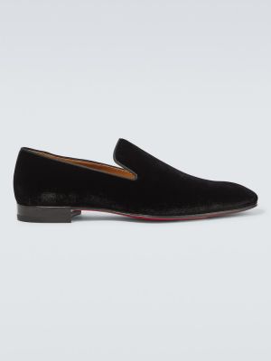 Czarne aksamitne loafers Christian Louboutin