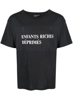 Tričko s dírami s potiskem Enfants Riches Déprimés černé