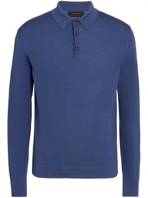 Vilnonis polo marškinėliai Zegna mėlyna