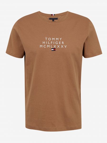 Тениска Tommy Hilfiger кафяво