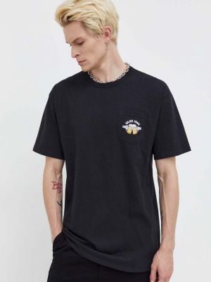 Bavlněné tričko s aplikacemi Vans černé