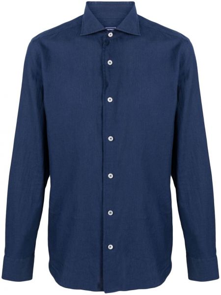 Camisa ajustada con botones Fedeli azul