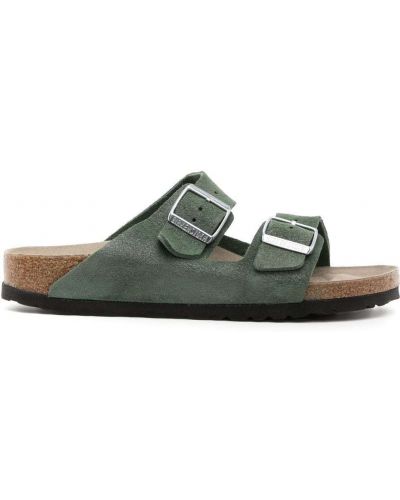 Велурени сандали Birkenstock зелено