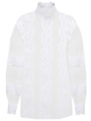 Блуза от тюл с дантела Valentino бяло