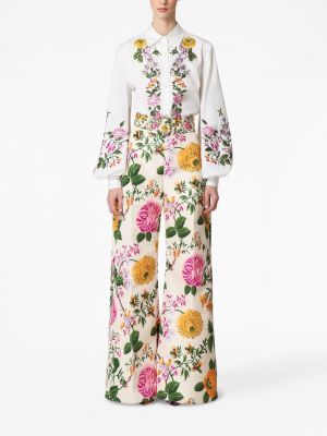 Chemise en coton à fleurs Carolina Herrera blanc