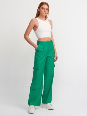 „cargo“ stiliaus kelnės su kišenėmis Dilvin žalia