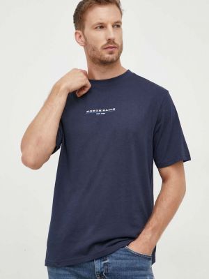 Памучна тениска с дълъг ръкав с принт North Sails синьо
