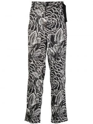 Slim fit ravne hlače s cvetličnim vzorcem s potiskom 4sdesigns