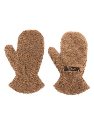 Γάντια με κέντημα Moschino μπεζ