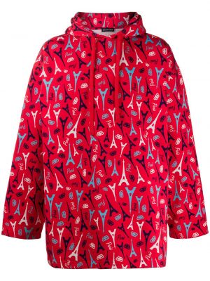 Bluza z kapturem oversize Balenciaga czerwona