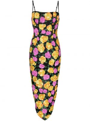 Koktejl obleka s cvetličnim vzorcem s potiskom Rachel Gilbert
