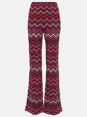 Rovné kalhoty s vysokým pasem Missoni růžové