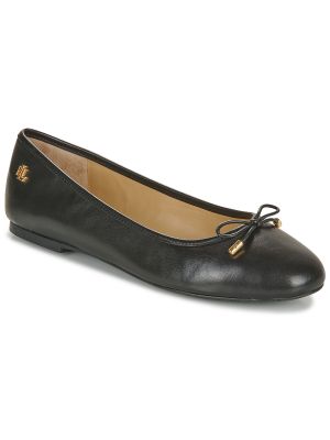 Bőr balerina cipők Lauren Ralph Lauren fekete