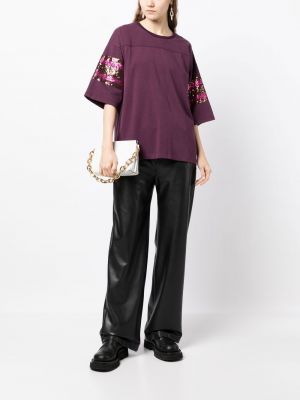 Oversize gestreifte t-shirt Cynthia Rowley lila
