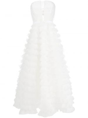 Вечерна рокля с волани Ana Radu бяло