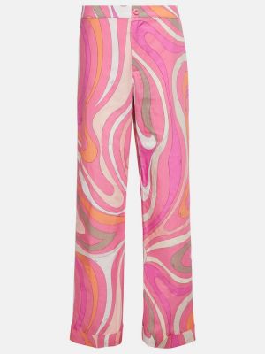 Pantaloni cu talie înaltă din bumbac cu imagine Pucci