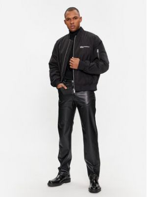 Kožené kalhoty Karl Lagerfeld Jeans černé